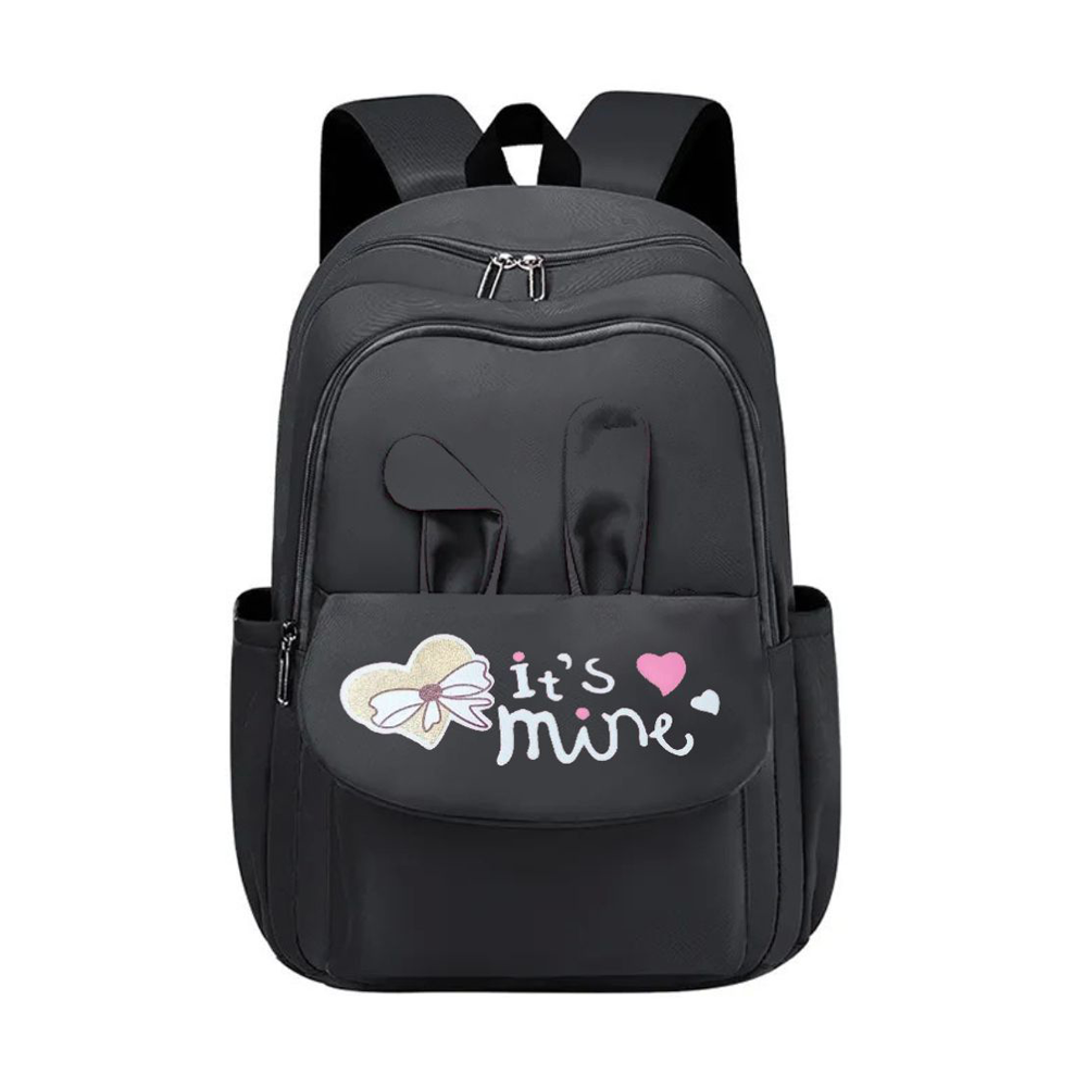 Nylon Backpack For Girls  - Black