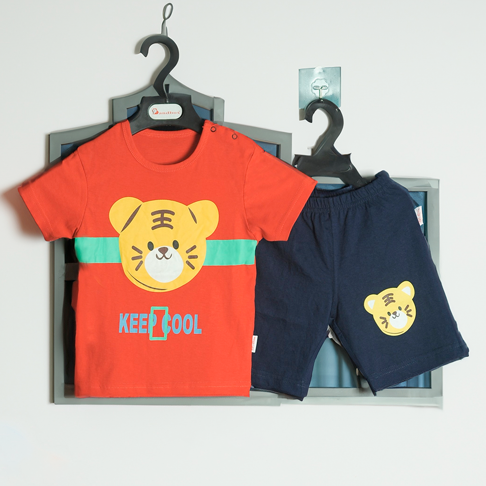 Cotton T-Shirt with Pant for Kids - Multicolor - style 10101