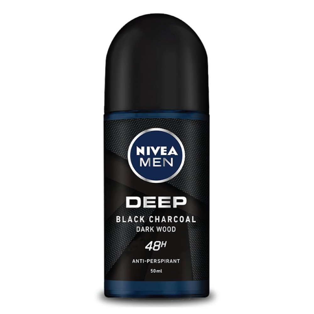 Nivea Men Deep Black Charcoal Dark Wood Roll On - 50ml - 80031D