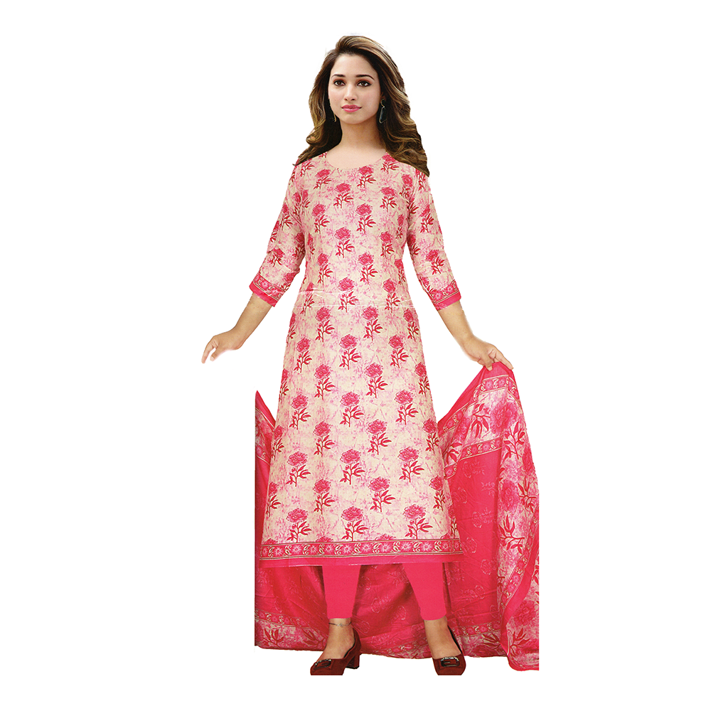 Unstitched Swiss Cotton Screen Printed Salwar Kameez For Women - Pink - 2383.3