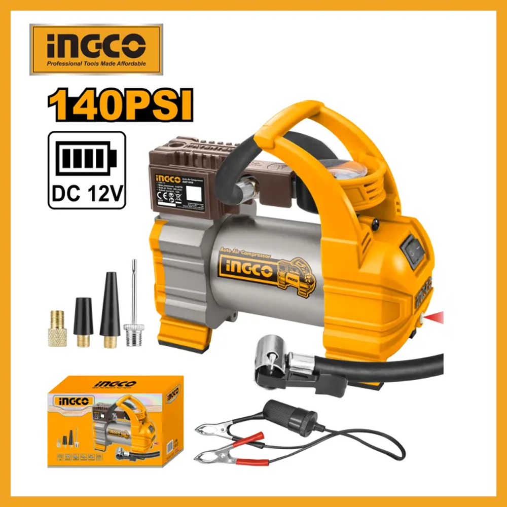 Ingco Auto Air Compressor - DC12V - Yellow