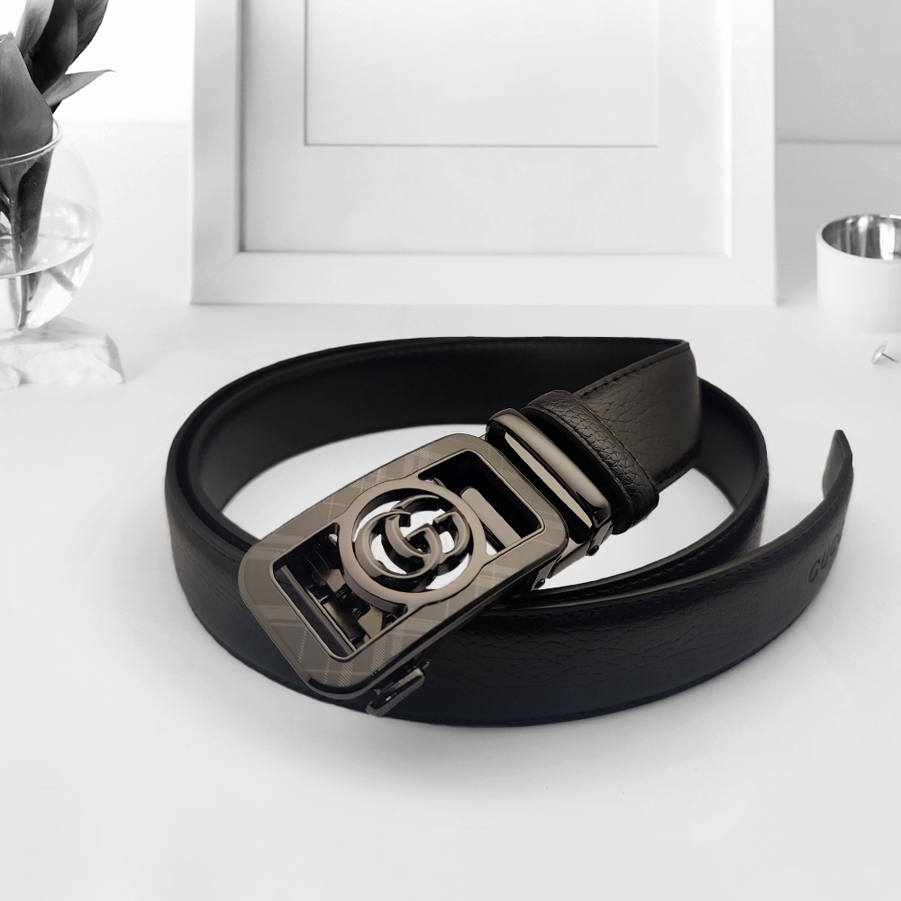 Leather And Metal Belt for Men - Black