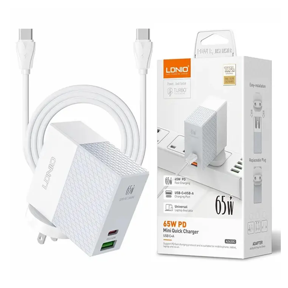Ldnio A2620C Type-C Fast And Smart Charger - 65W - White