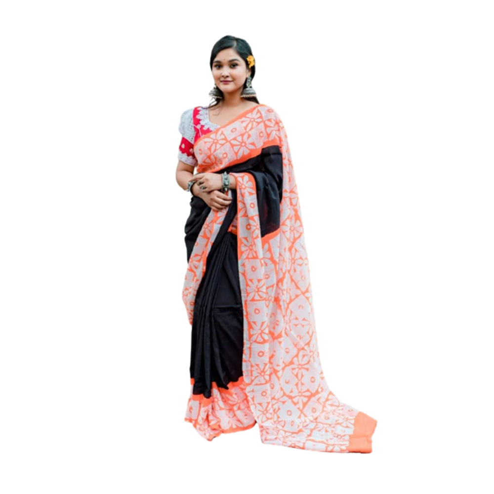 Premium Quality Silk Batik Saree With Blouse Piece - Multicolor - SB-N16