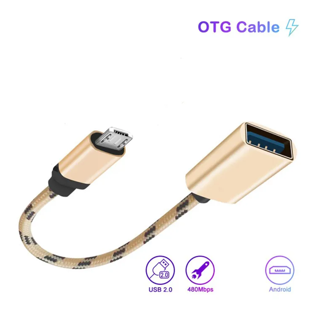 OTG Adapter Cable Micro USB Male to USB Female - Golden