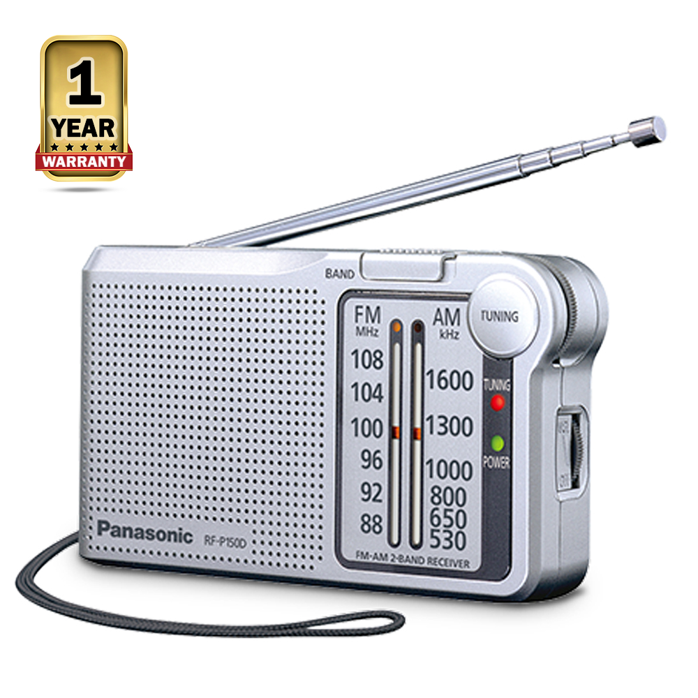 Panasonic RF-P150D Pocket FM-AM 2-Band Radio and Receiver - Silver