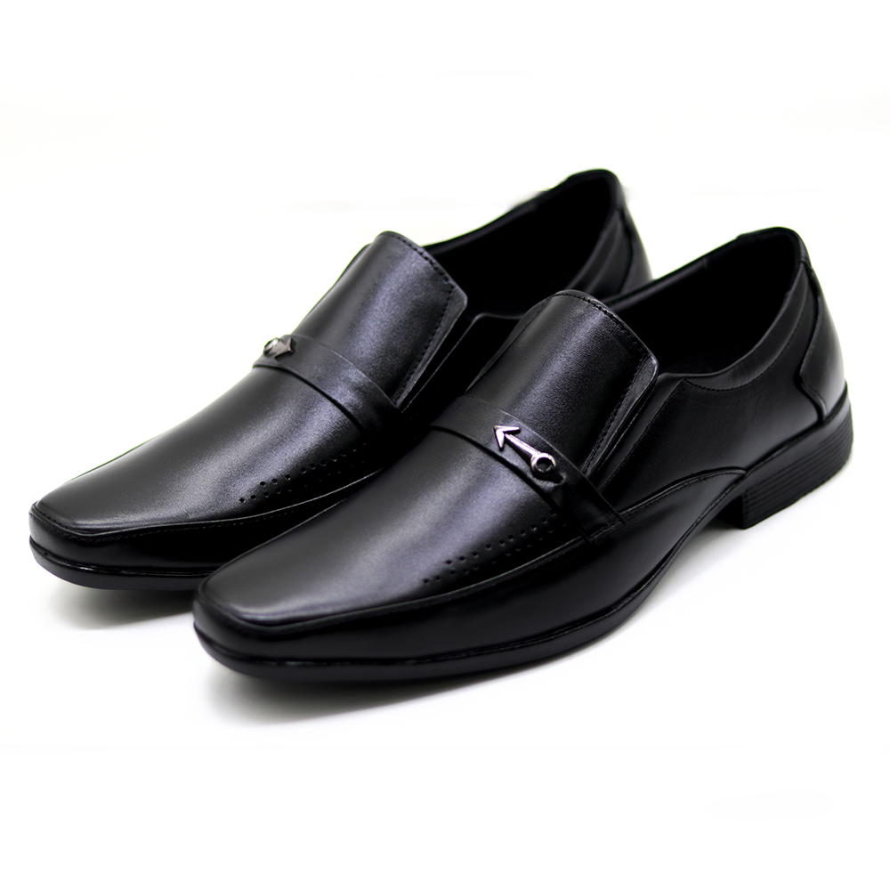 Zays Leather Formal Shoe For Men - Black - SF126