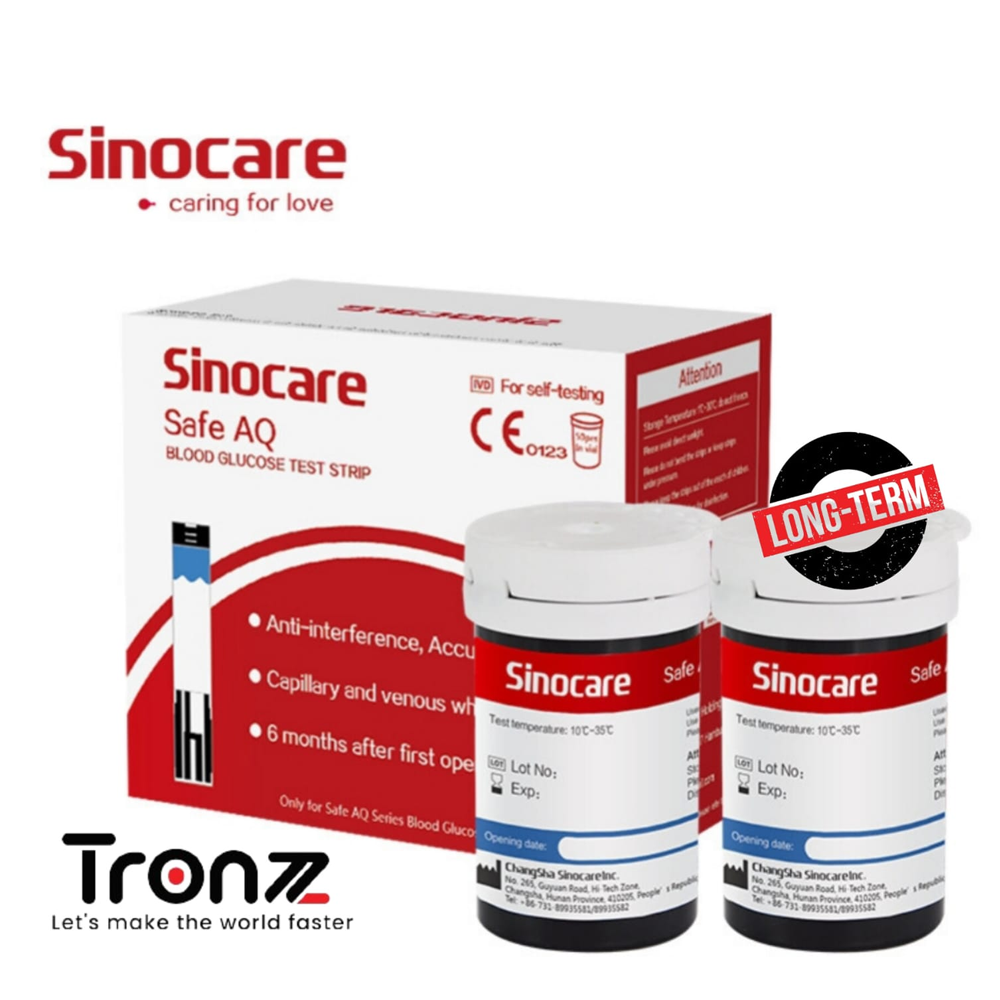 Sinocare Safe AQ Smart Smart Glucometer Blood Glucose - Suger Test Strip - 50 Pcs