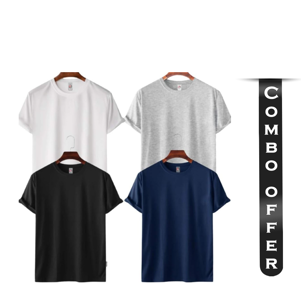 Combo Offer Of Cotton Premium Half-Sleeve T-Shirt For Men - Multicolor - T002