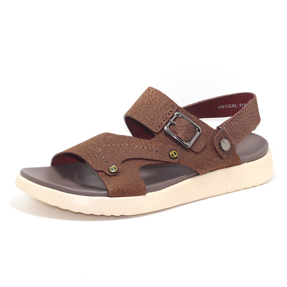 Leather Sandal Shoe For Men - Chocolate - MS 519