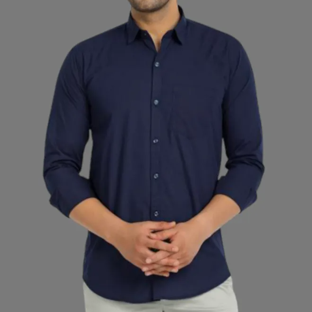 Cotton Full Sleeve Casual Shirt for Men Navy Blue