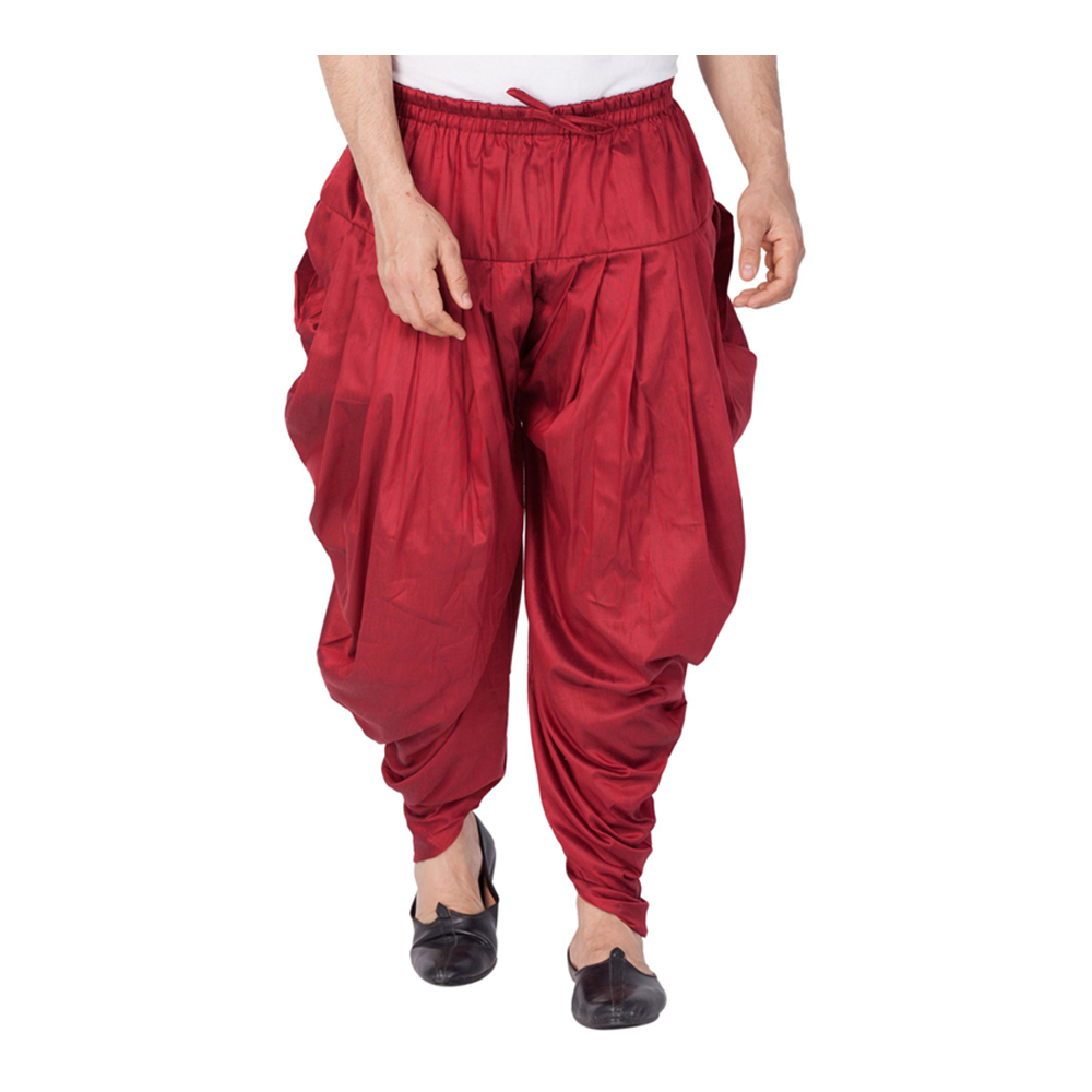 Cotton Dhuti Pajama For Men - Red - u3039