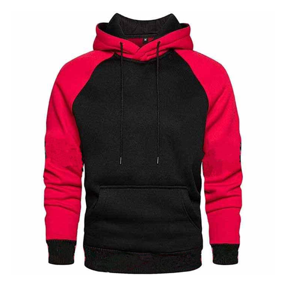 Cotton Hoodie For Men - Black and Red - H-213