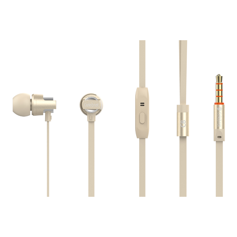 Yison Celebrat C8 Super Bass Solid Metal Earphones - Gold