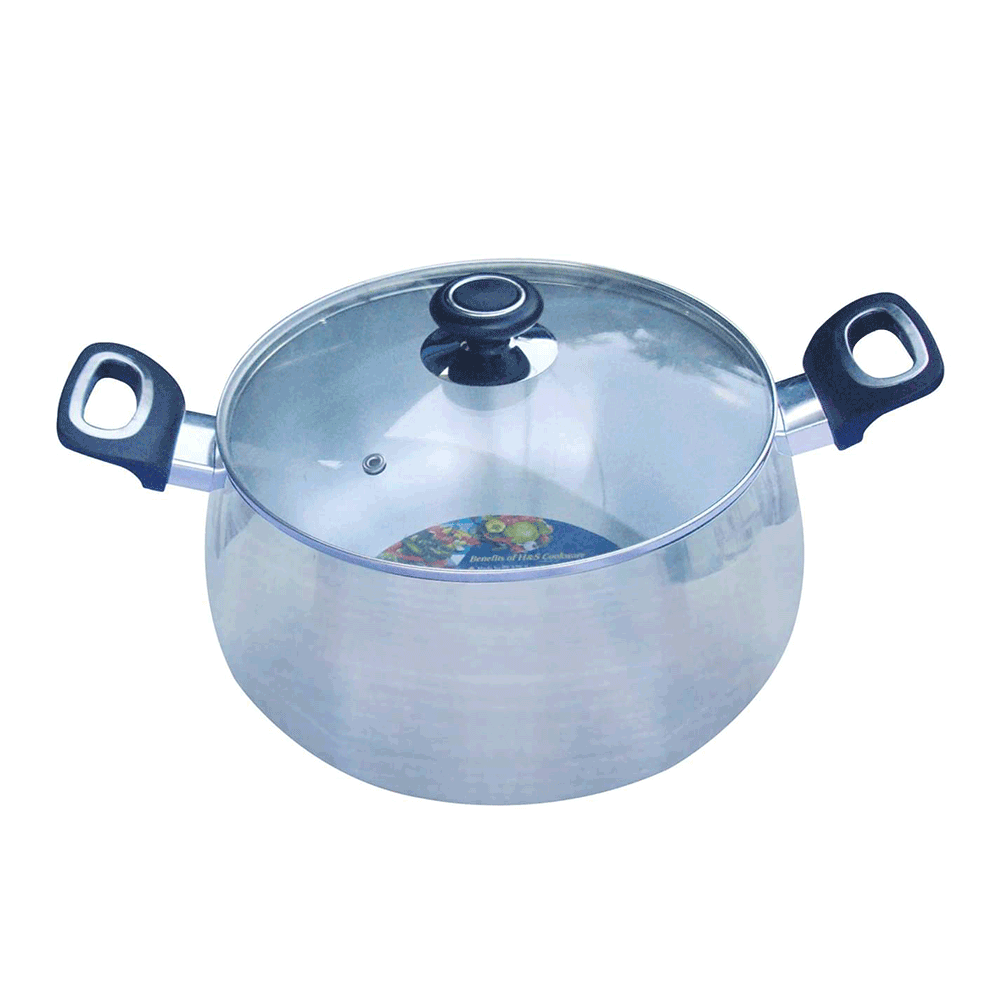 Hands Aluminum Lily Pan Sauce pan With glass lid Casserole - 8 Liter - Silver