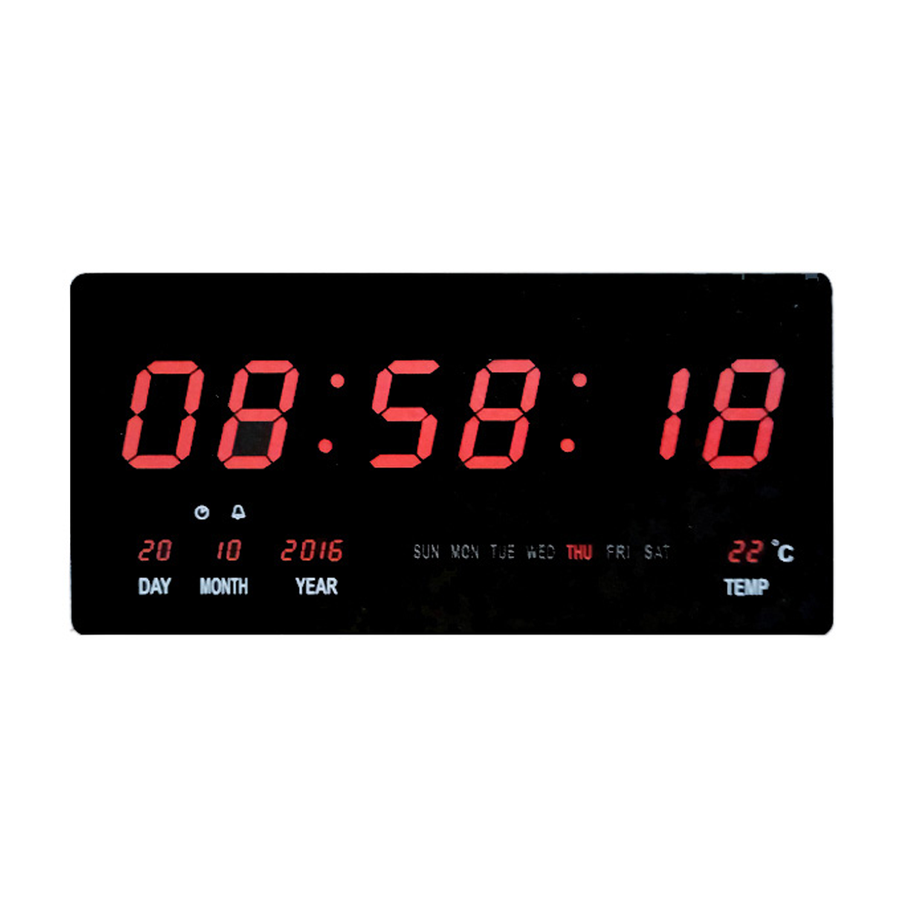 Xy-3615 Digital Large Led Display Wall Clock - Black and Red