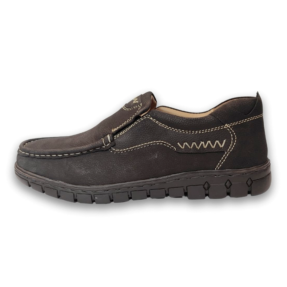 Reno Leather Casual Shoe For Men - Matt Black - RC9040