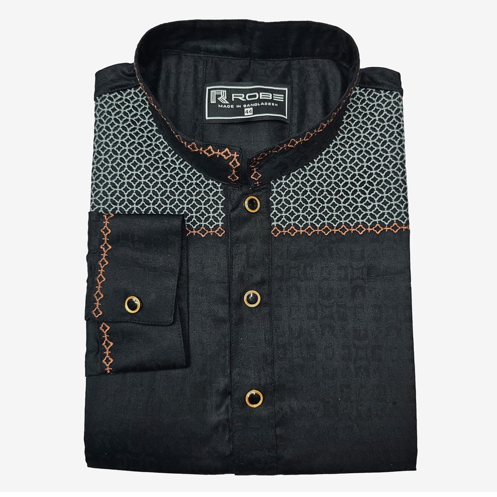 Indian Cotton Embroidery Panjabi For Men - Multicolor - 7615