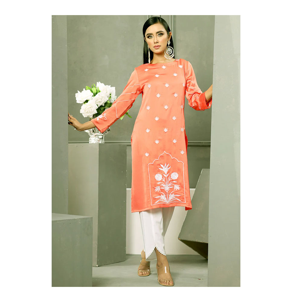 Buy Showstopper Crepe Silk Kurti for Women - Orange - M07 and Get Freyias Damage Repair Shampoo with Coconut Milk - 220ml Free