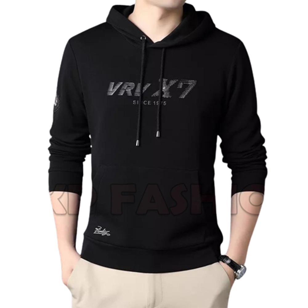 Cotton Hoodie For Men - Black - H-284