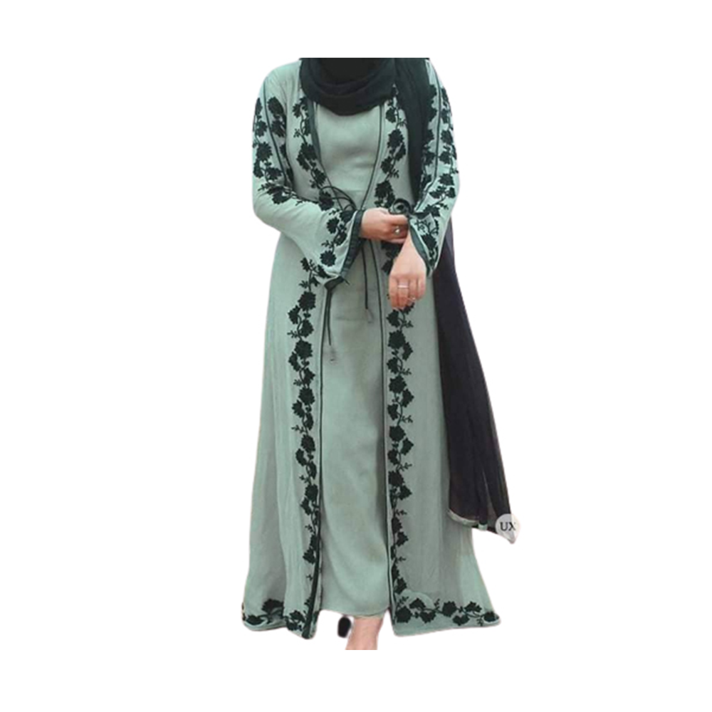 Dubai Cherry Embroidery Koti Burka For Women - BK-K14 - Teal