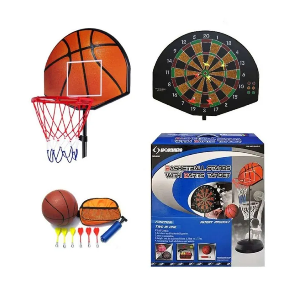 Basketball Stands With Darts Target - 4 Feet - Red and White