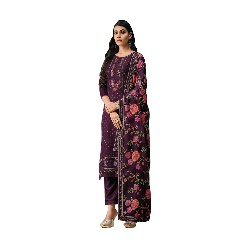 Pakistani Designed Gorgeous Party Wear - SK -279E - Purple