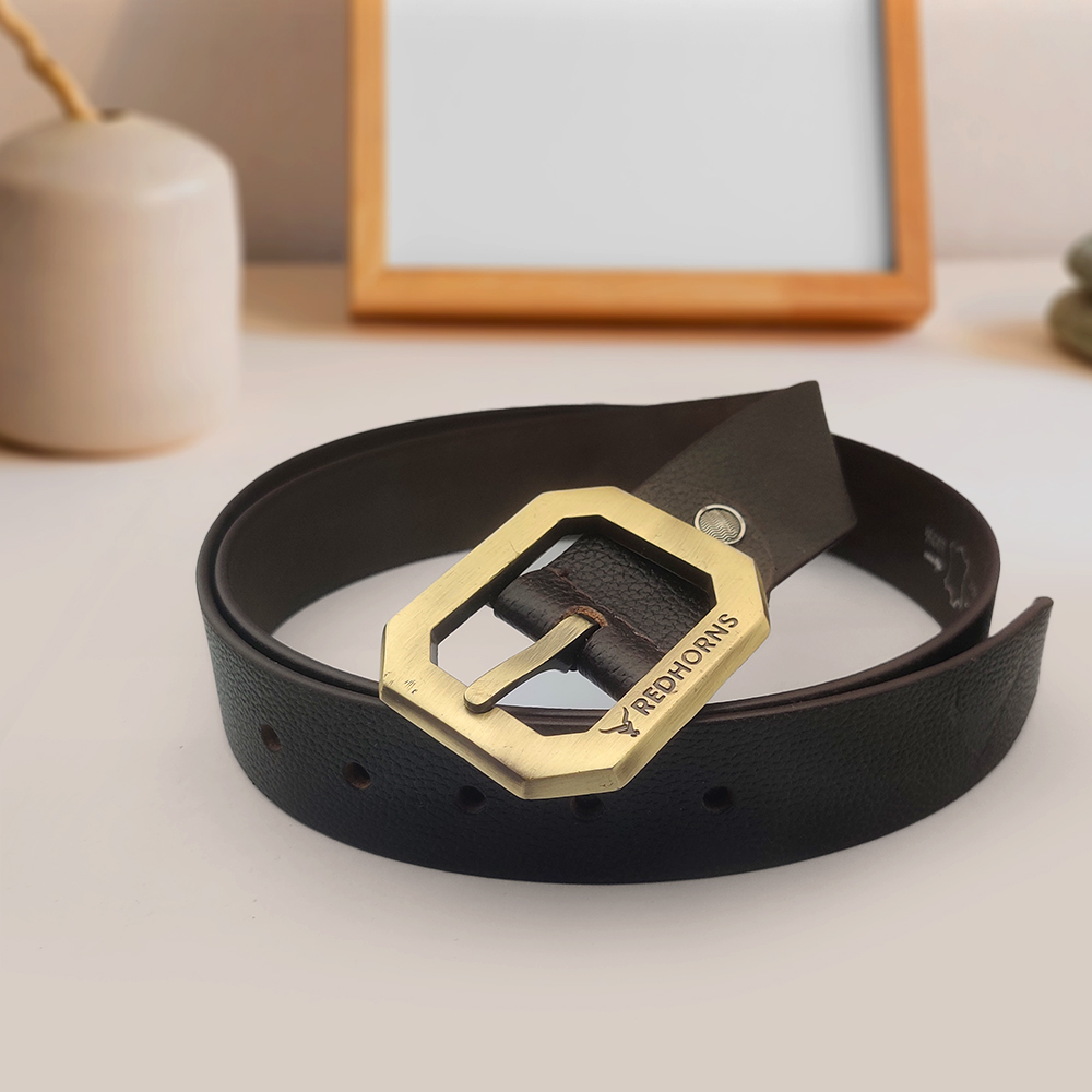 Leather And Metal Belt for Men - Black