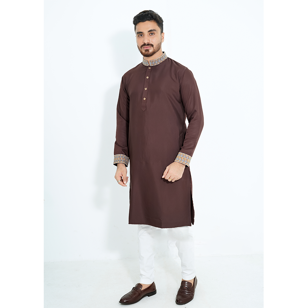 Dubai Cherry Premium Panjabi For Men - Chocolate - 2527