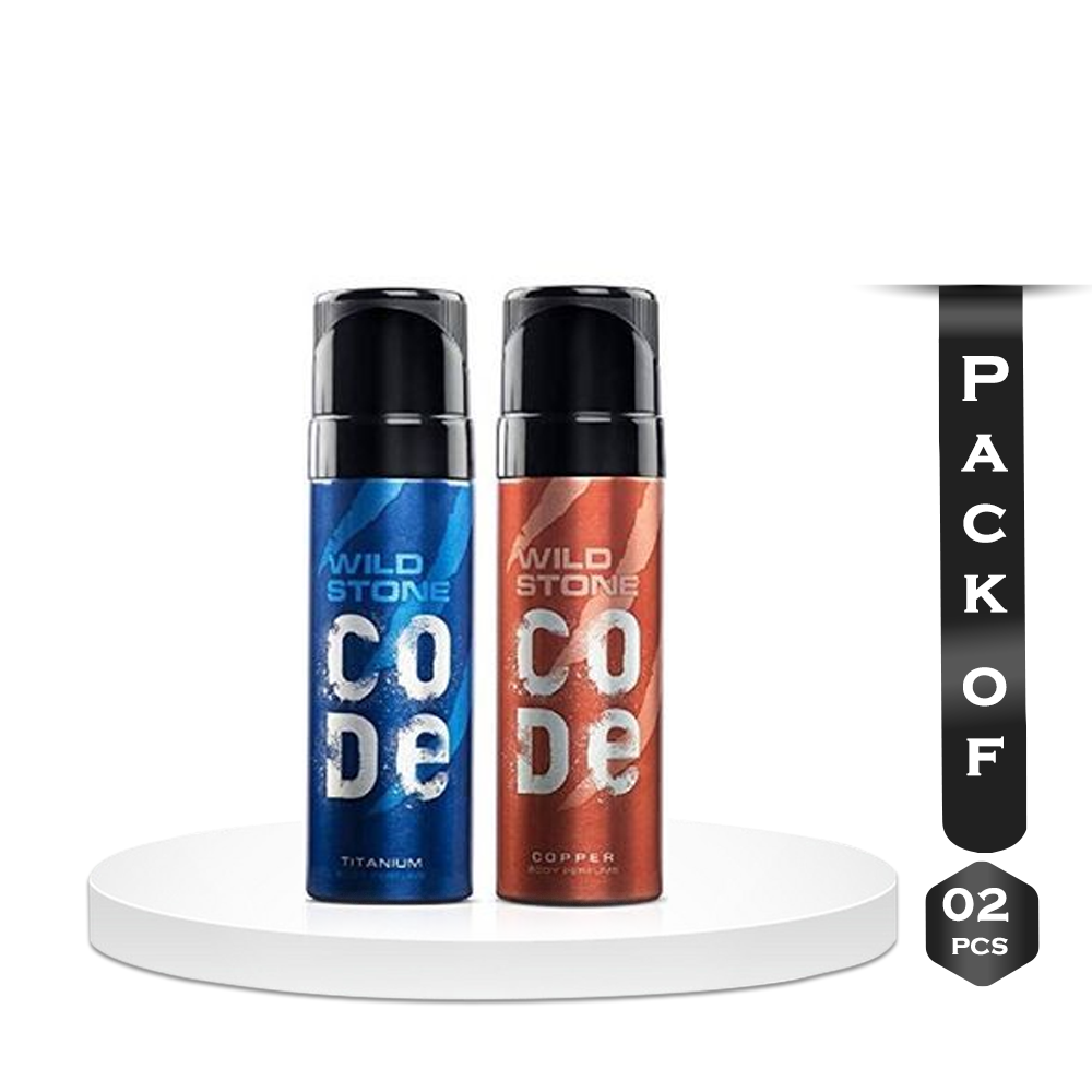 Pack of 2pcs Wild Stone CODE Copper and Titanium No Gas Body Perfume For Men - 2*120 ml