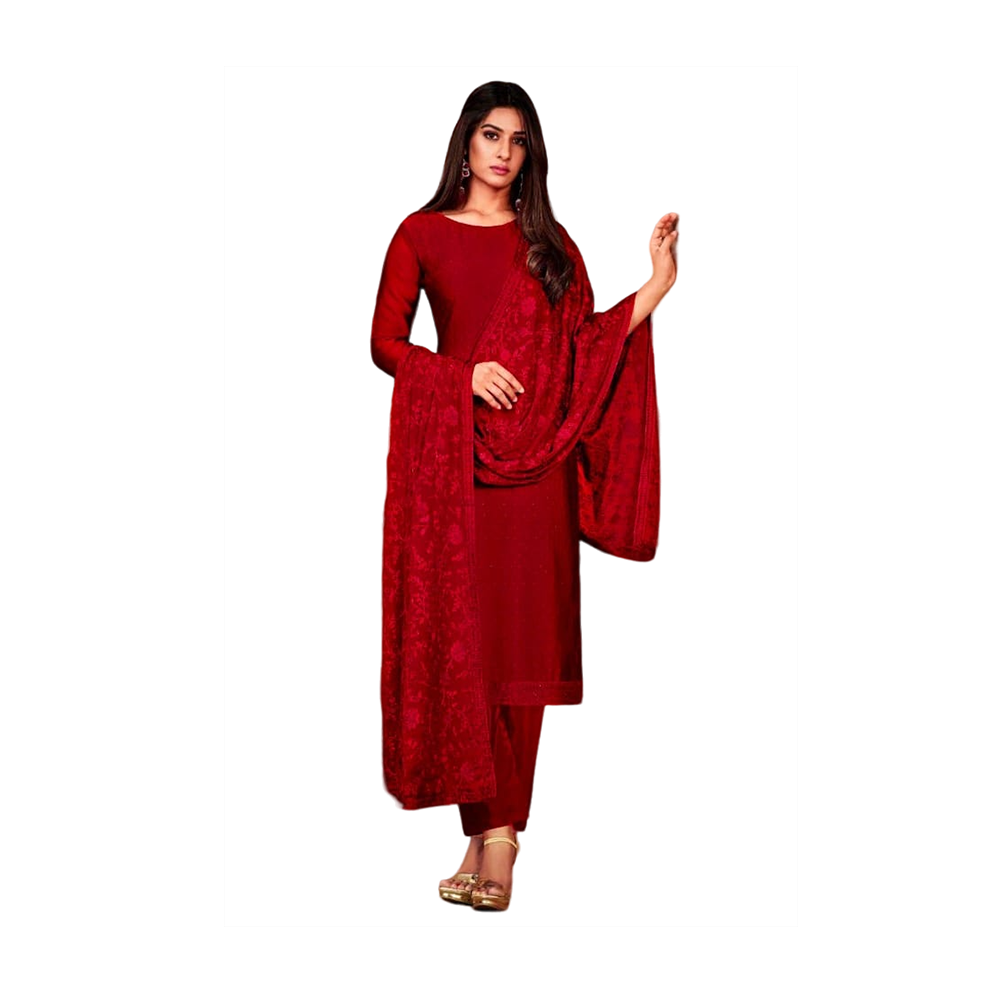 Pakistani Designed Gorgeous Party Wear - SK -317A - Maroon