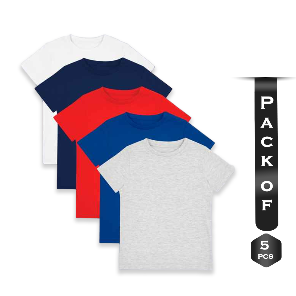 Pack of 5Pcs Cotton Half-Sleeve T-Shirts For Men - TSHIRT5-29