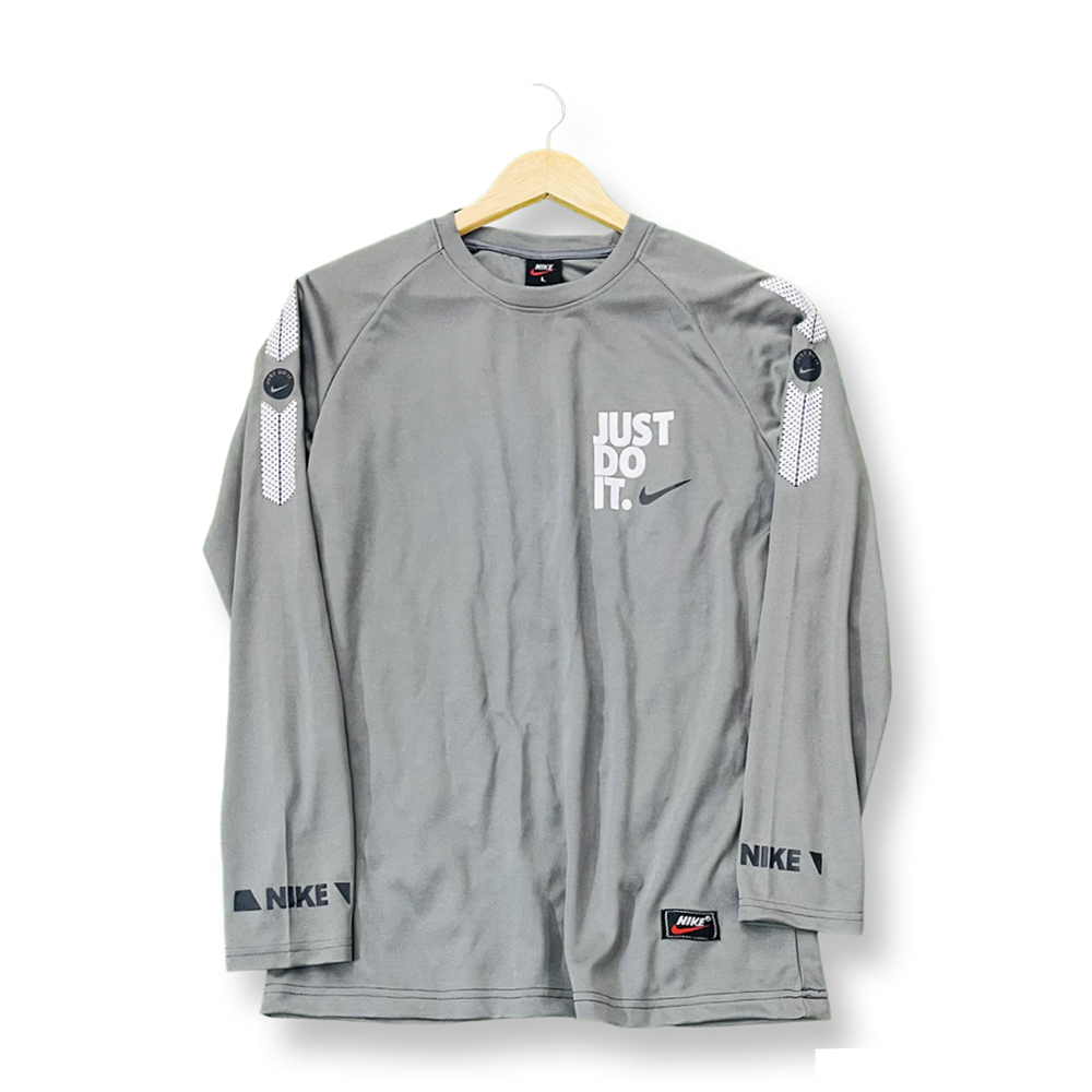 Full Sleeve Mesh Just Do It Jersey T-shirt - Grey - 1053	