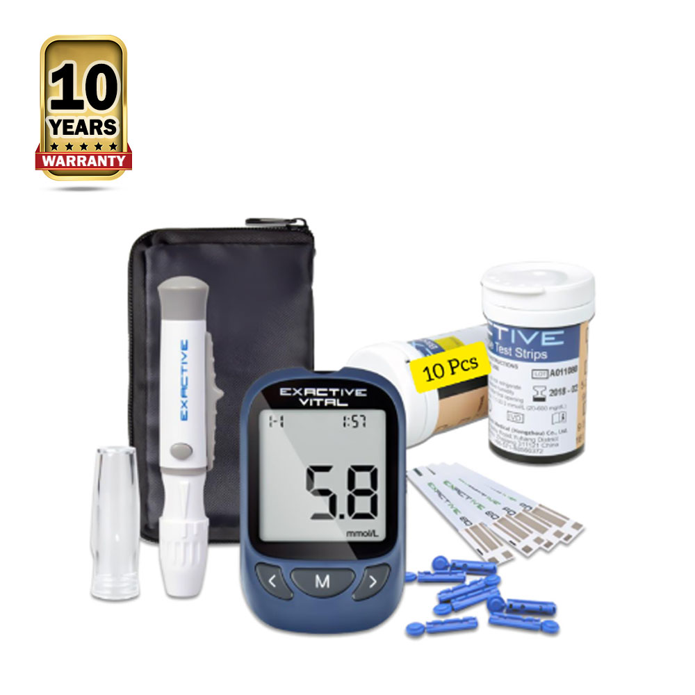 Exactive Vital Blood Suger Glucometer With 10 Pcs Free Strip