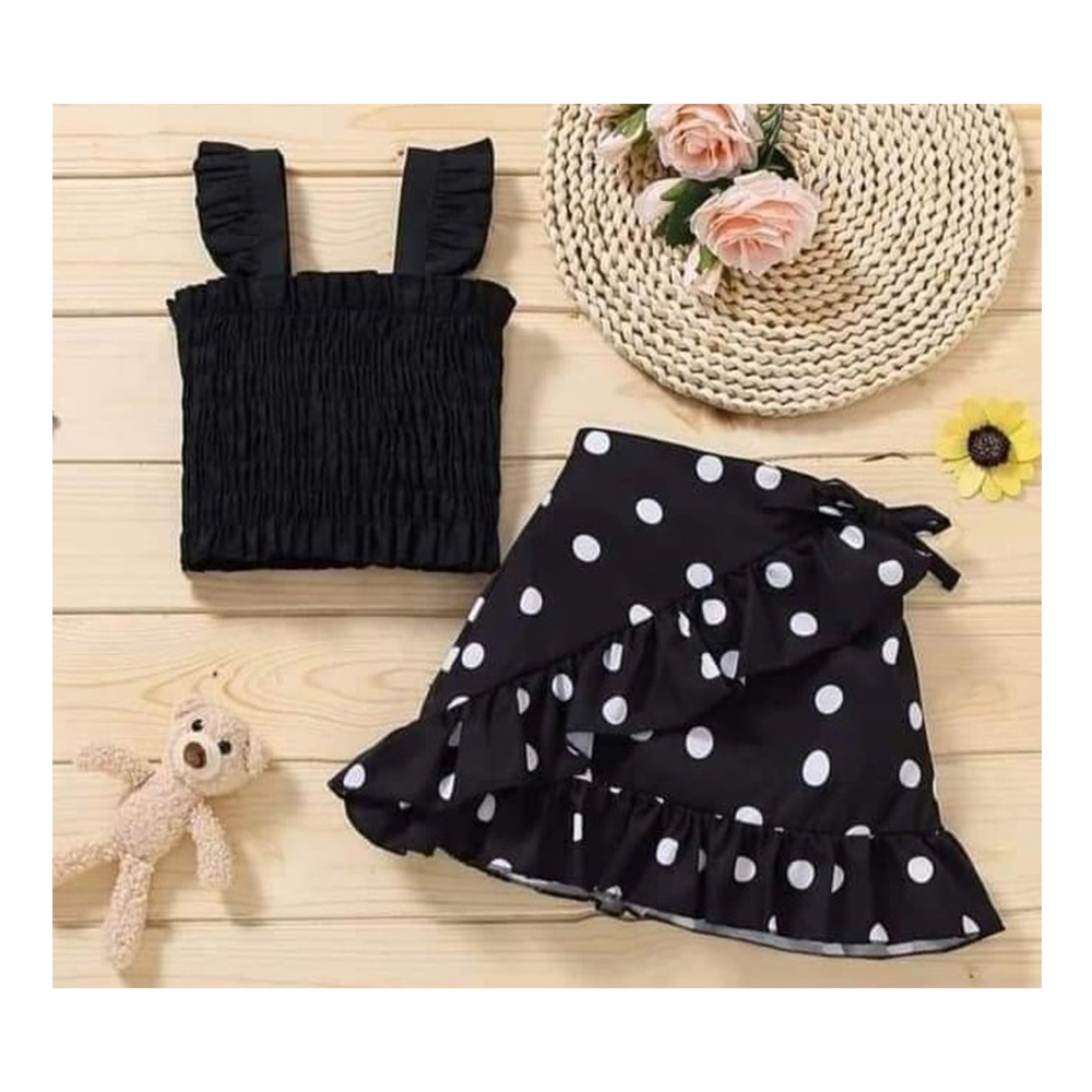 Linen Skirt for Girls - Black
