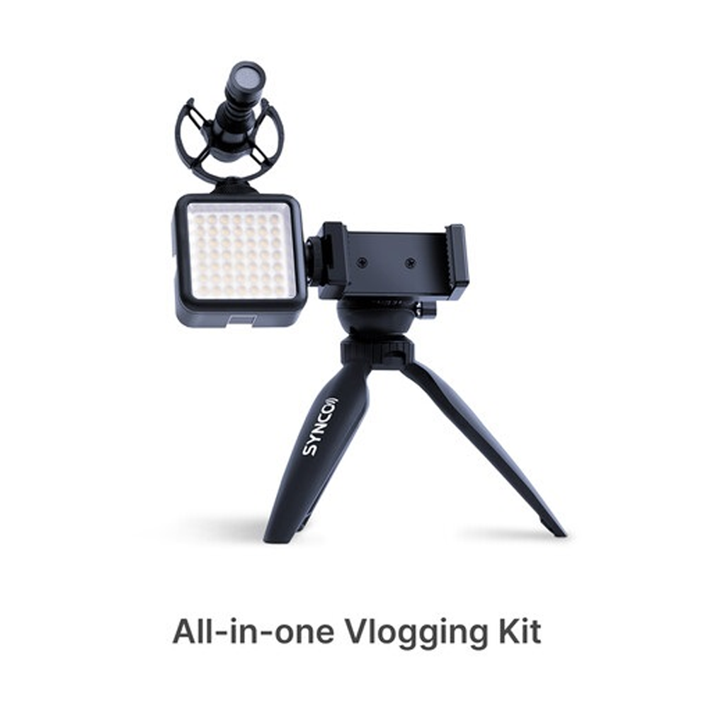 Synco Vlogger Kit2 With Cardioid Microphone and LED Video Light - Black