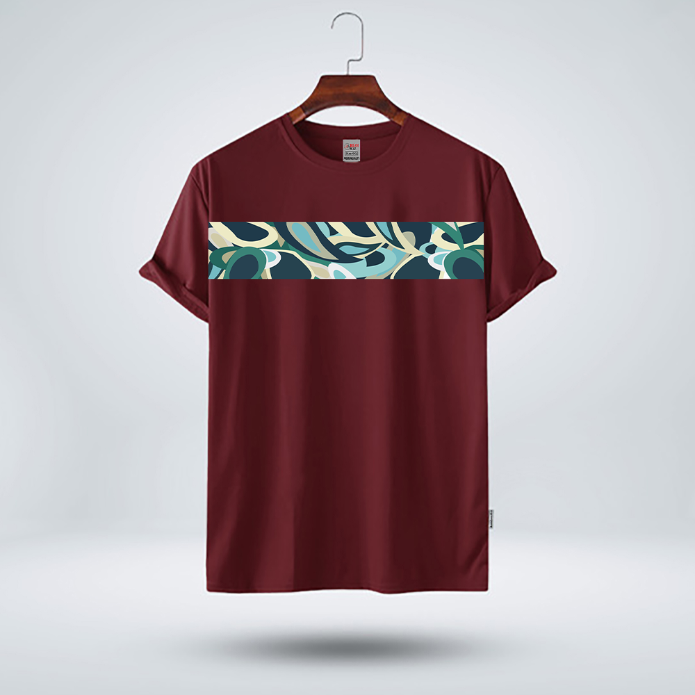 Cotton Printed Half Sleeve T-Shirt for Men - Maroon 