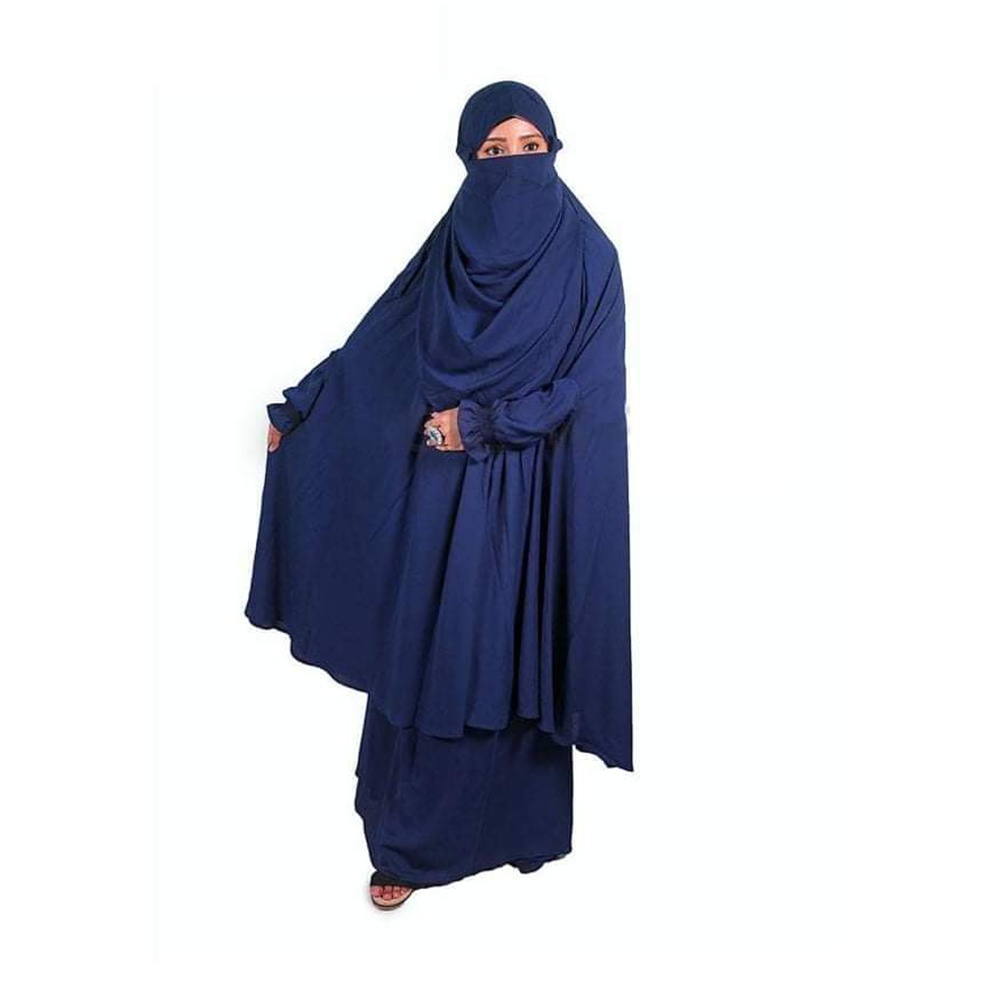 Cherry Khimar With Skirt For Women - Navy Blue