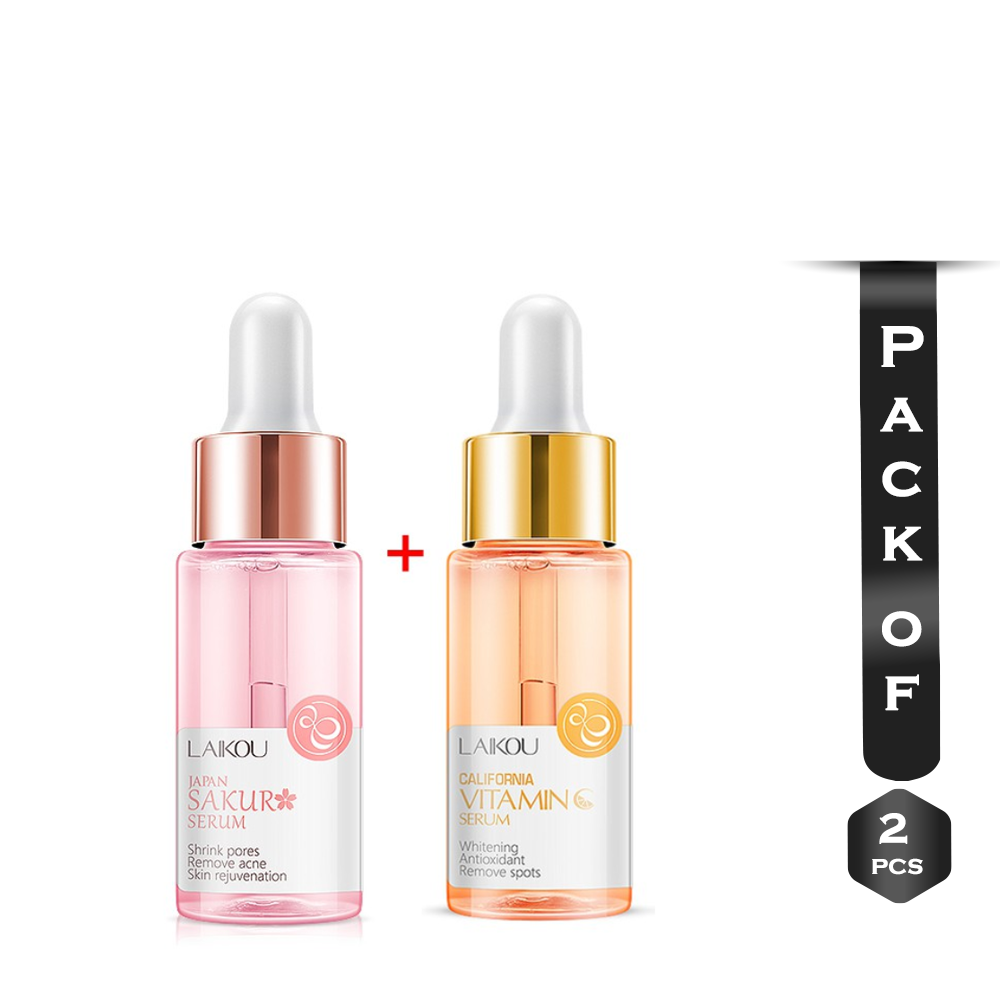 Combo of Laikou Serum Sakura and ampule Vitamin C Serum - 17ml +17ml - LB178