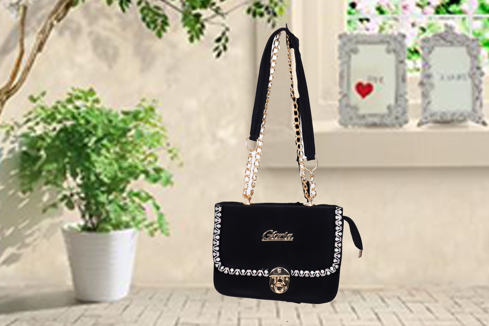 Leather Ladies Bag For Women - Black - RL-11