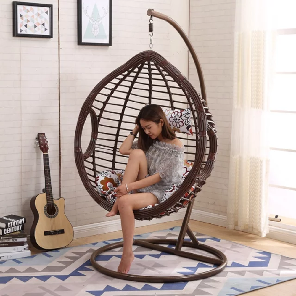 Rattan Oval Swing Chair Largest Coffee