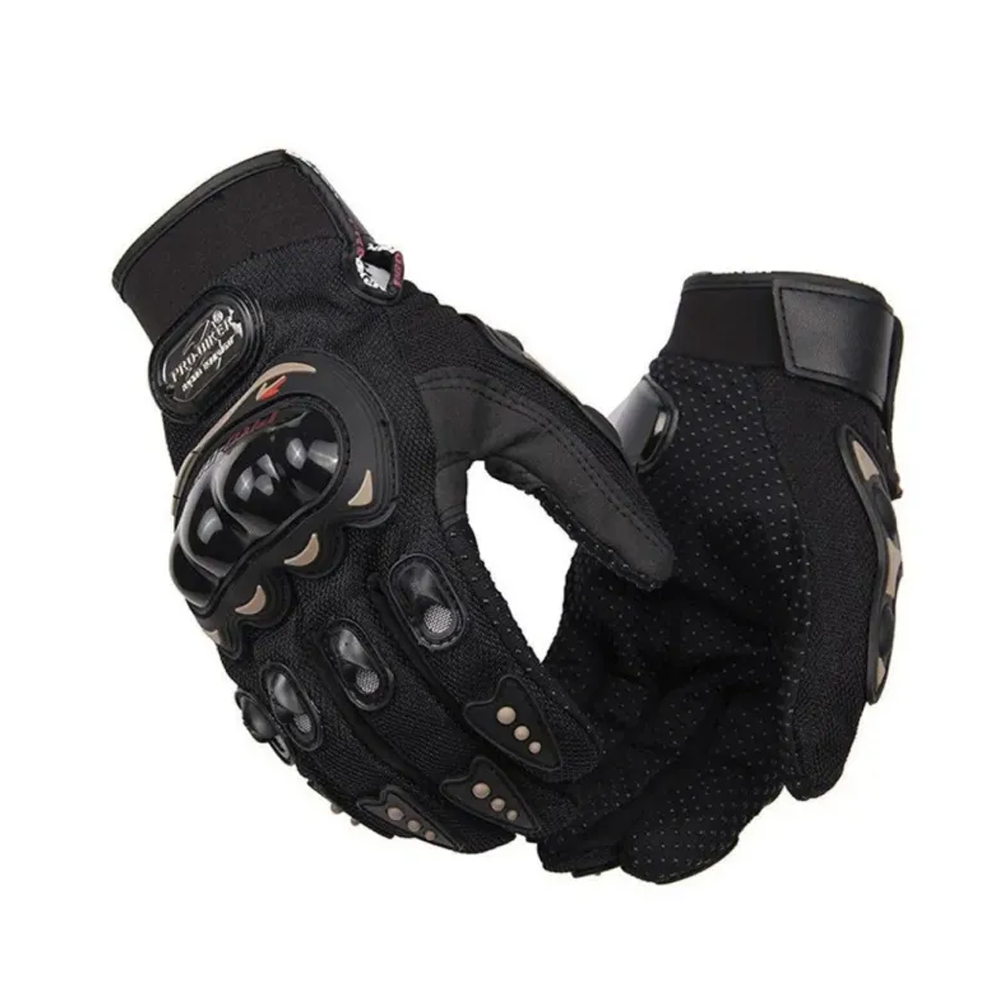 Synthetic Leather Hand Gloves With Protection Bike Safety - Black