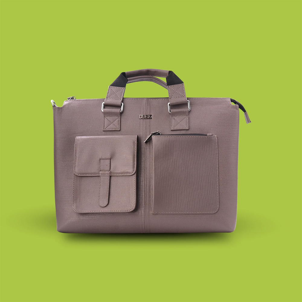 Leather Office Bag - B-17 - Grey