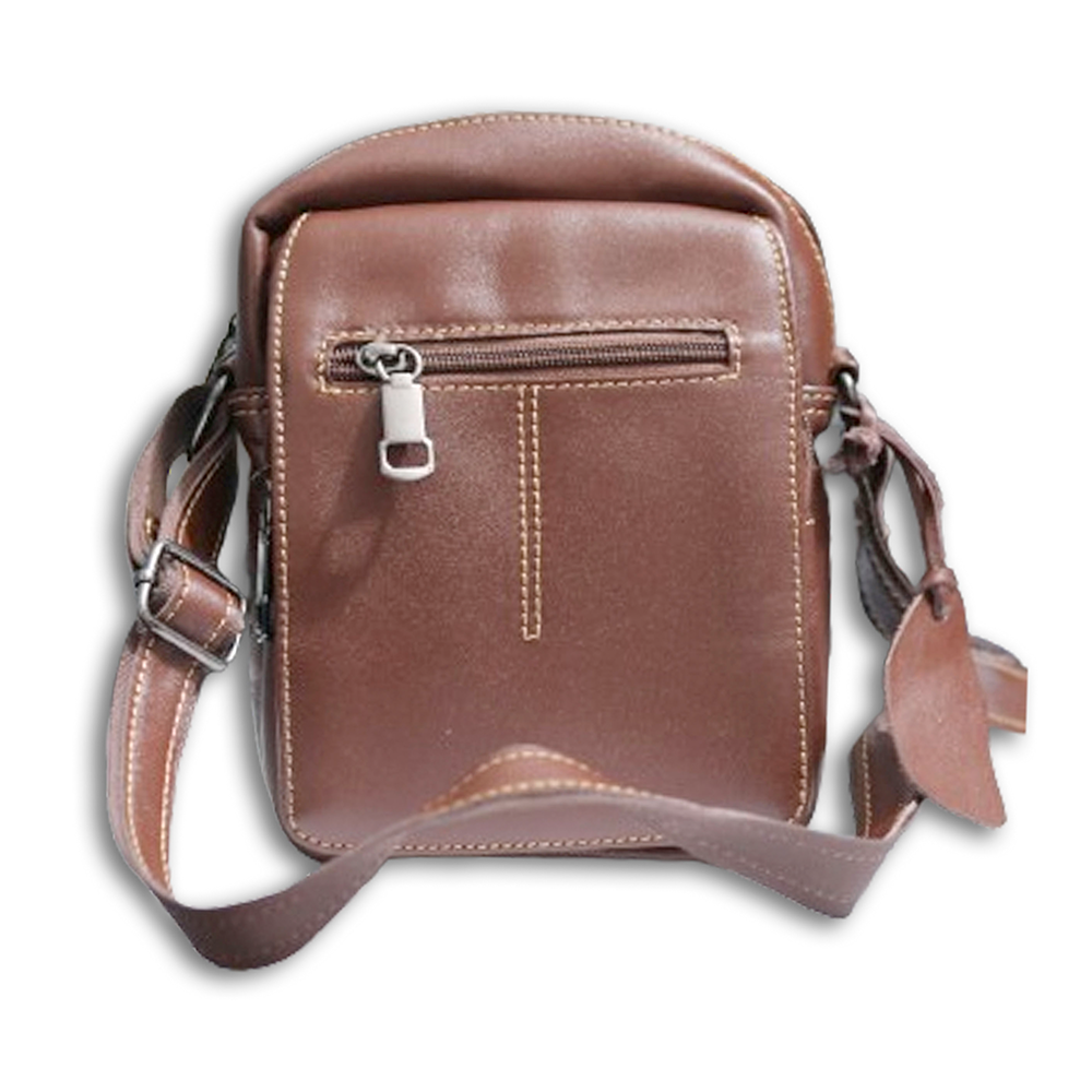 Zays Premium Leather Side Bag - Chocolate - BG03