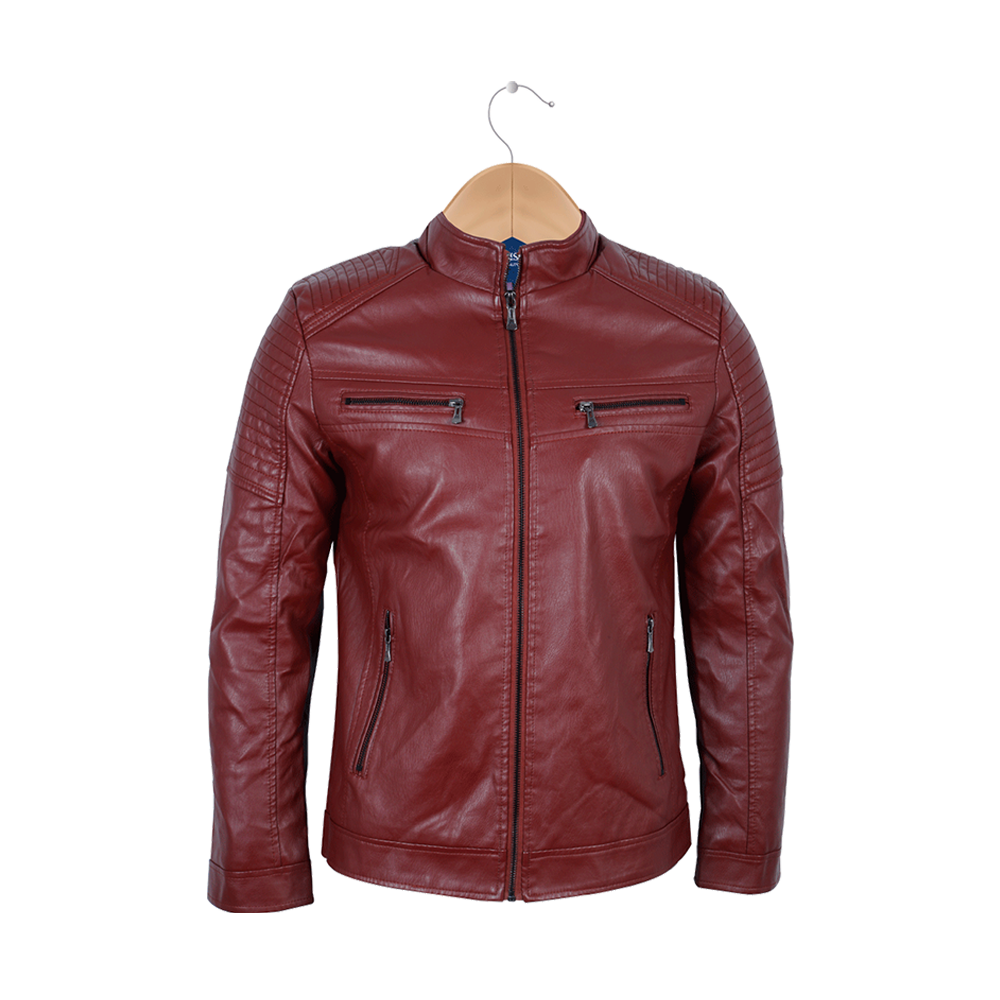 Dark maroon leather on sale jacket