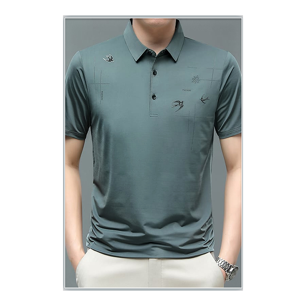 Stitch Half Sleeve Polo Shirt For Men - Light Paste - POLO - 007