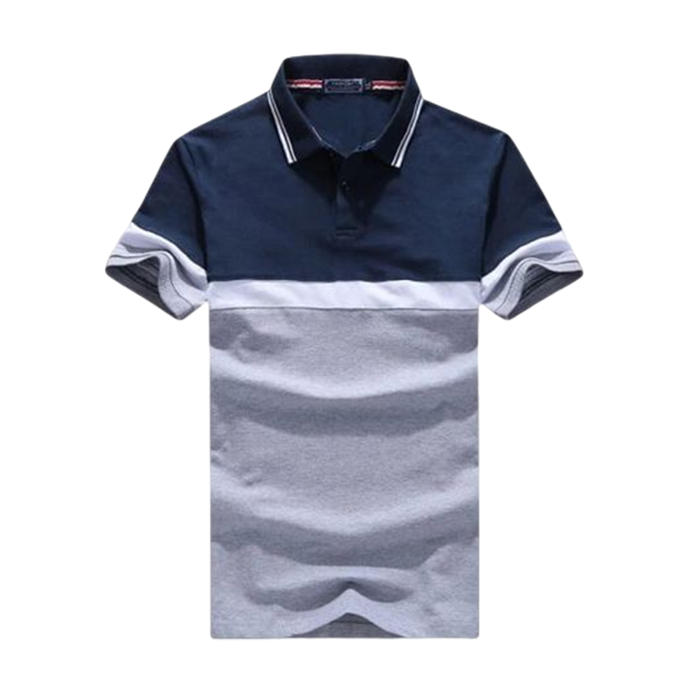 PK Cotton Half Sleeve Polo Shirt For Men - Navy Blue And Gray - PT-53