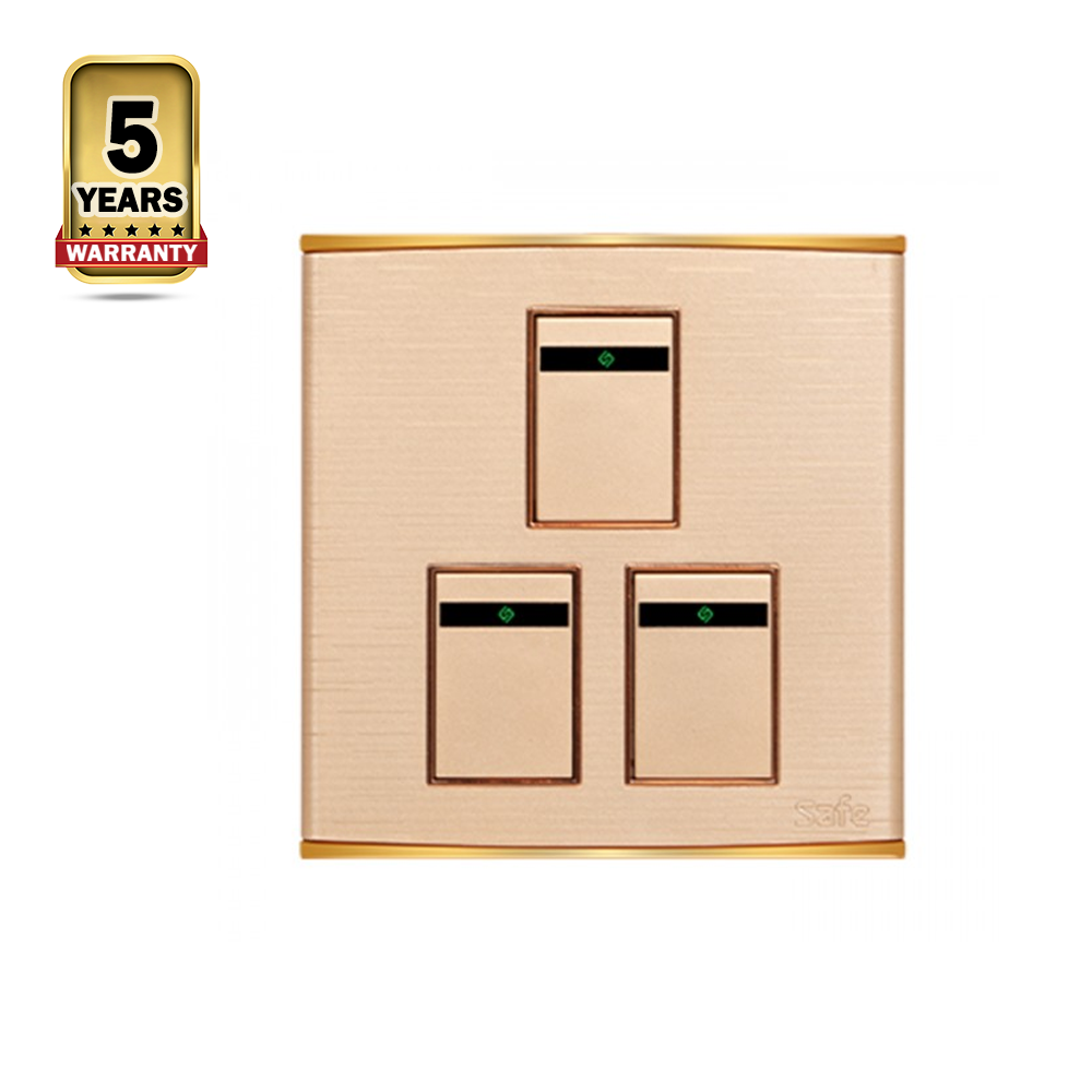 Walton SD3GS1 3 Gang 1 Way Switch - Golden