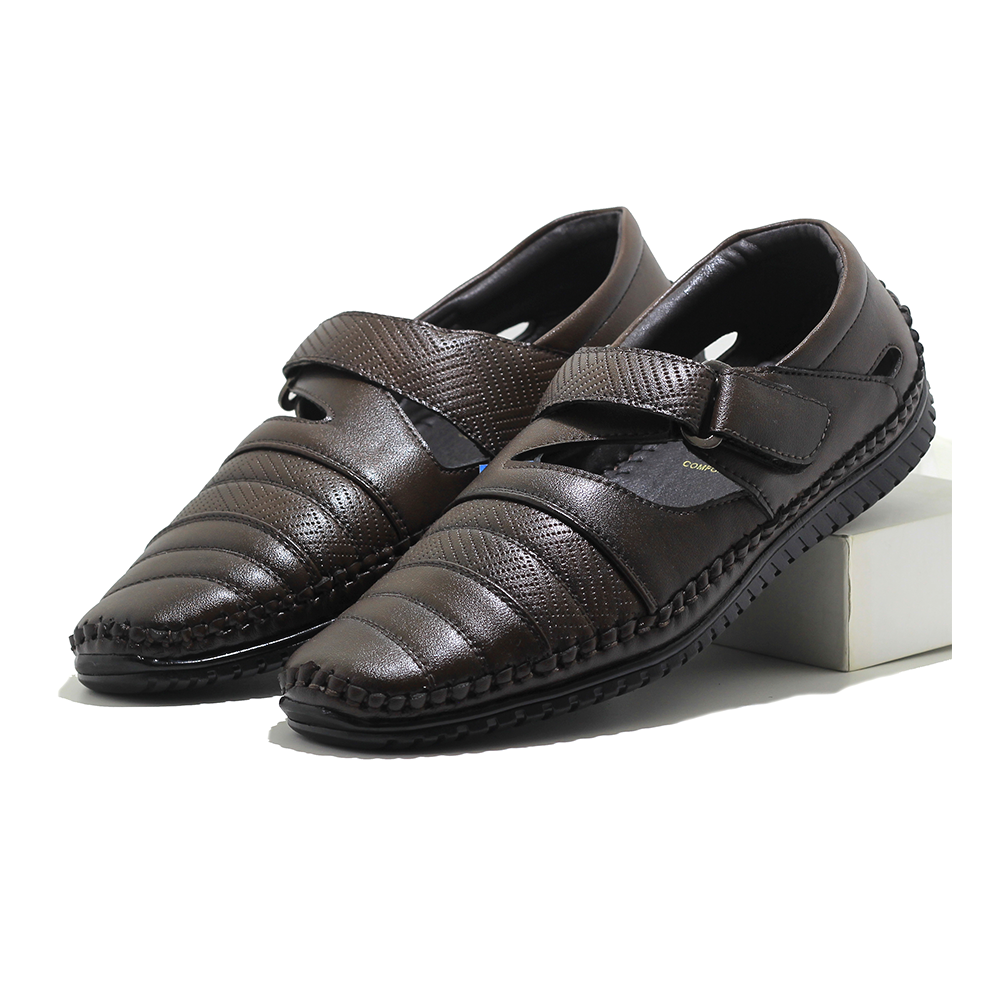 PU Leather Sandal Shoe For Men - Coffee	- IN372