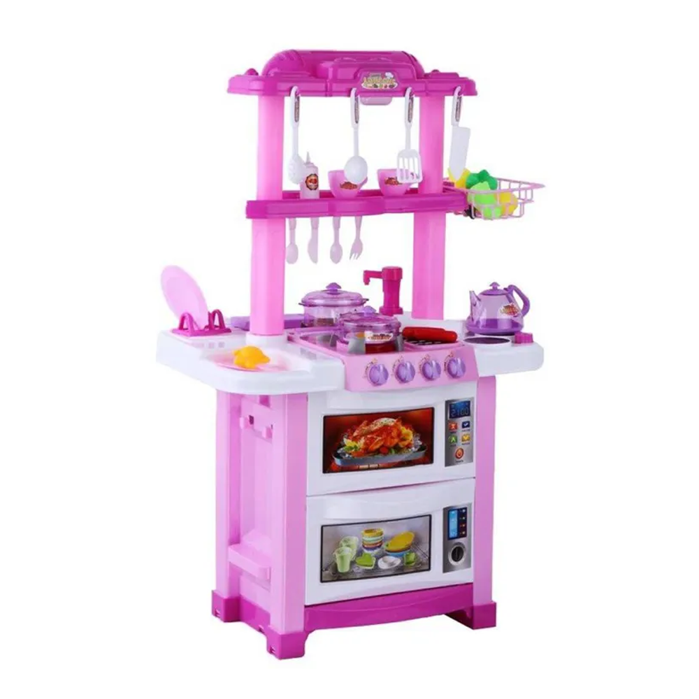 Happy Little Chef Kitchen Play Set For Kids - 33Pcs - Pink